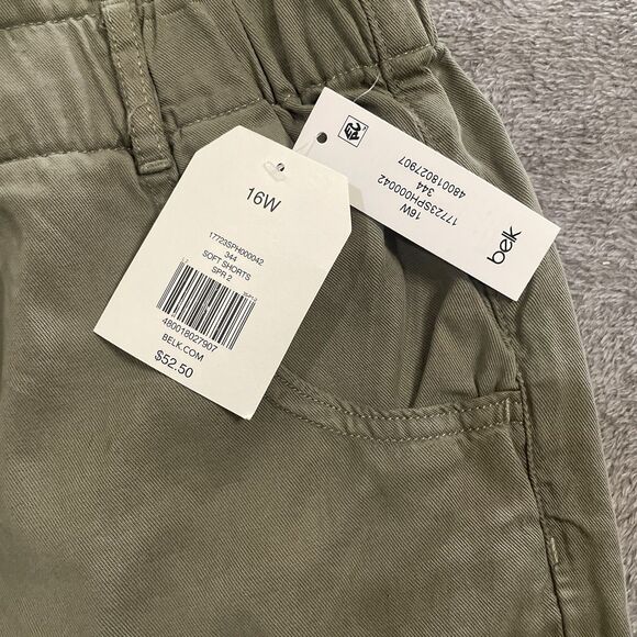 Wonderly Shorts Women's Size 16W Olive Green Tencel Blend Elastic Waist High Wst - Picture 6 of 14